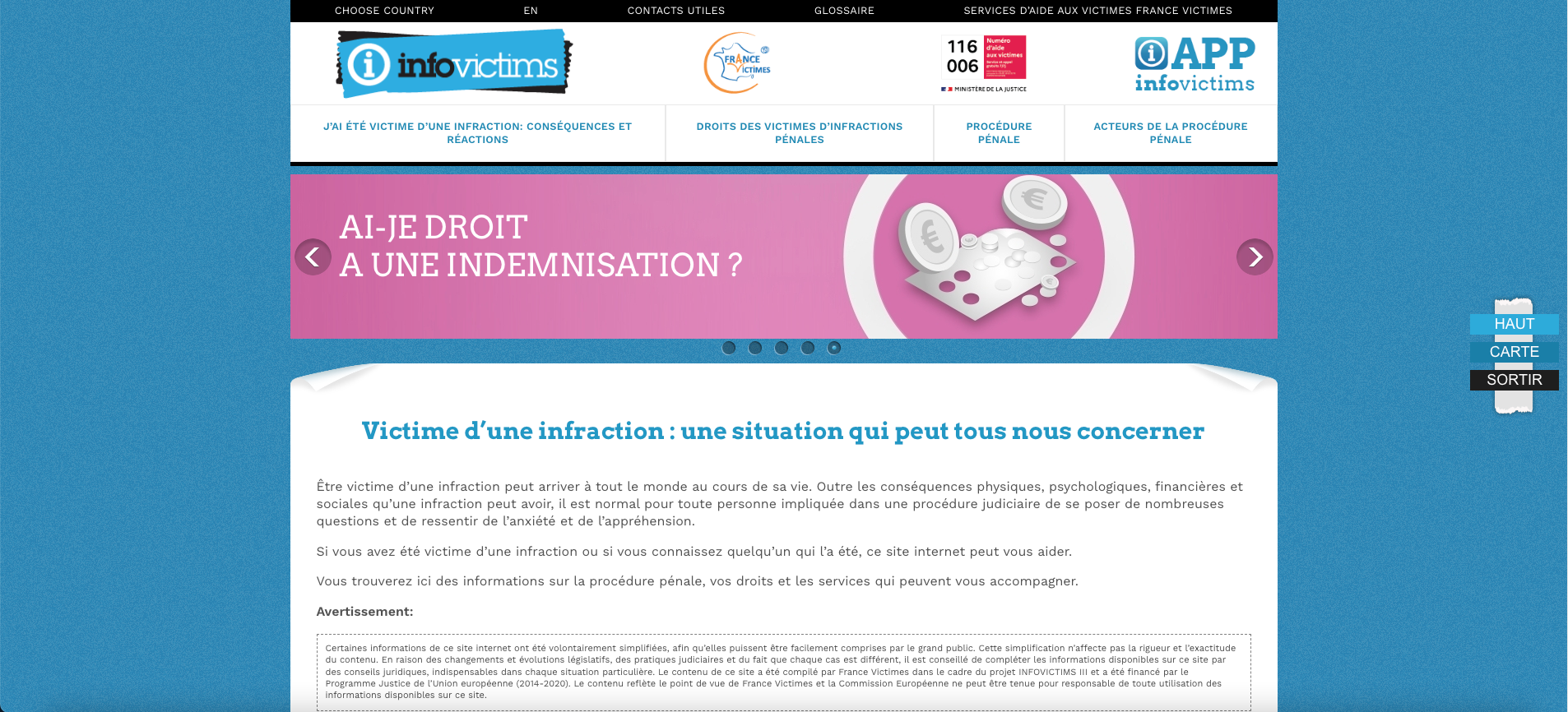 Projet Infovictims III : Lancement du site en français  infovictimes.fr